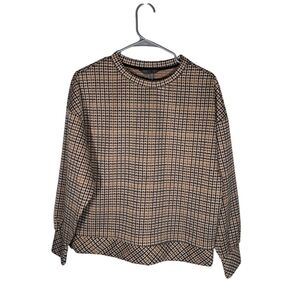 One Houndstooth Long Sleeve Top Oversized Size Small Crew Neck